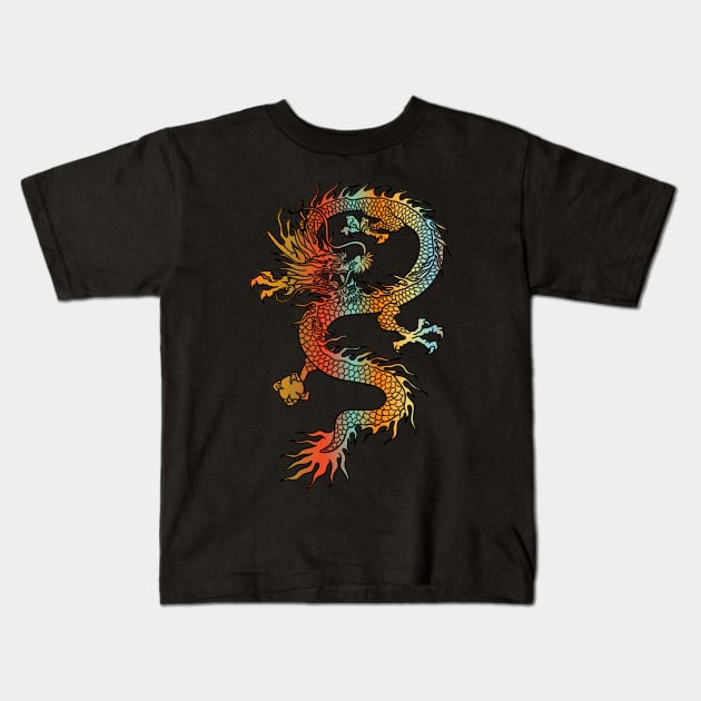 Japanese Dragon Vintage Demon Retro 104 Kids T-Shirt by dvongart